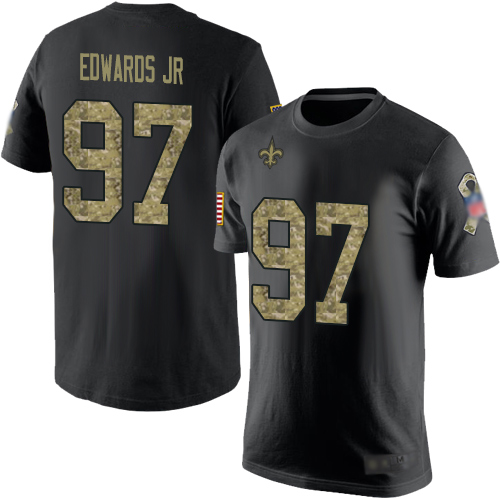 Men New Orleans Saints Black Camo Mario Edwards Jr Salute to Service NFL Football #97 T Shirt->nfl t-shirts->Sports Accessory
